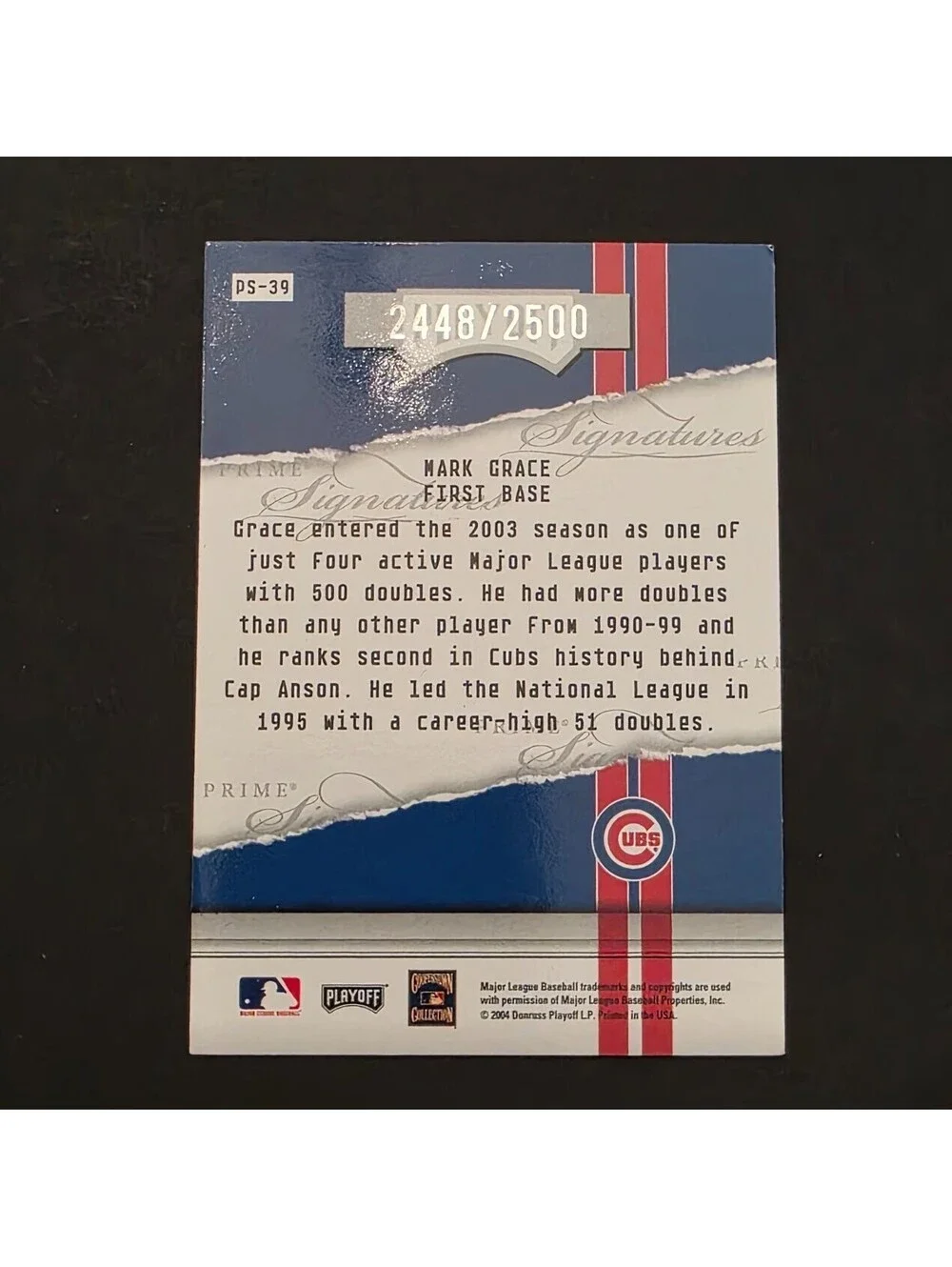 2004 Playoff Honors - Prime Signatures Mark Grace #PS-39 /2500